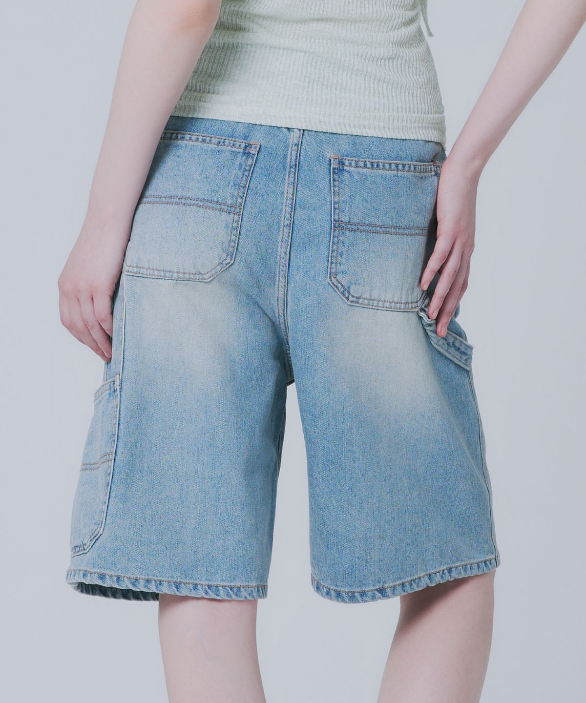 와르 포 우먼(WAARFORWOMAN) W1151 스티치 포인트 숏팬츠_중청