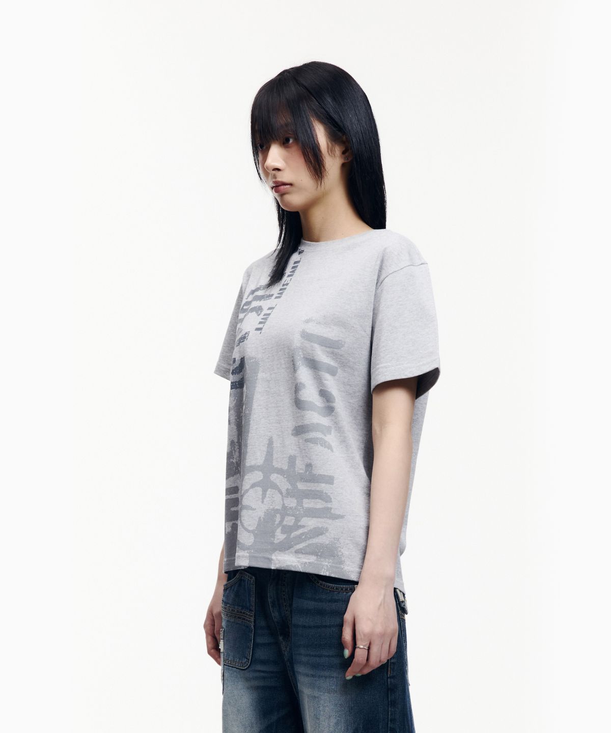 아캄(AAKAM) Aim Lettering Half Top (Gray)