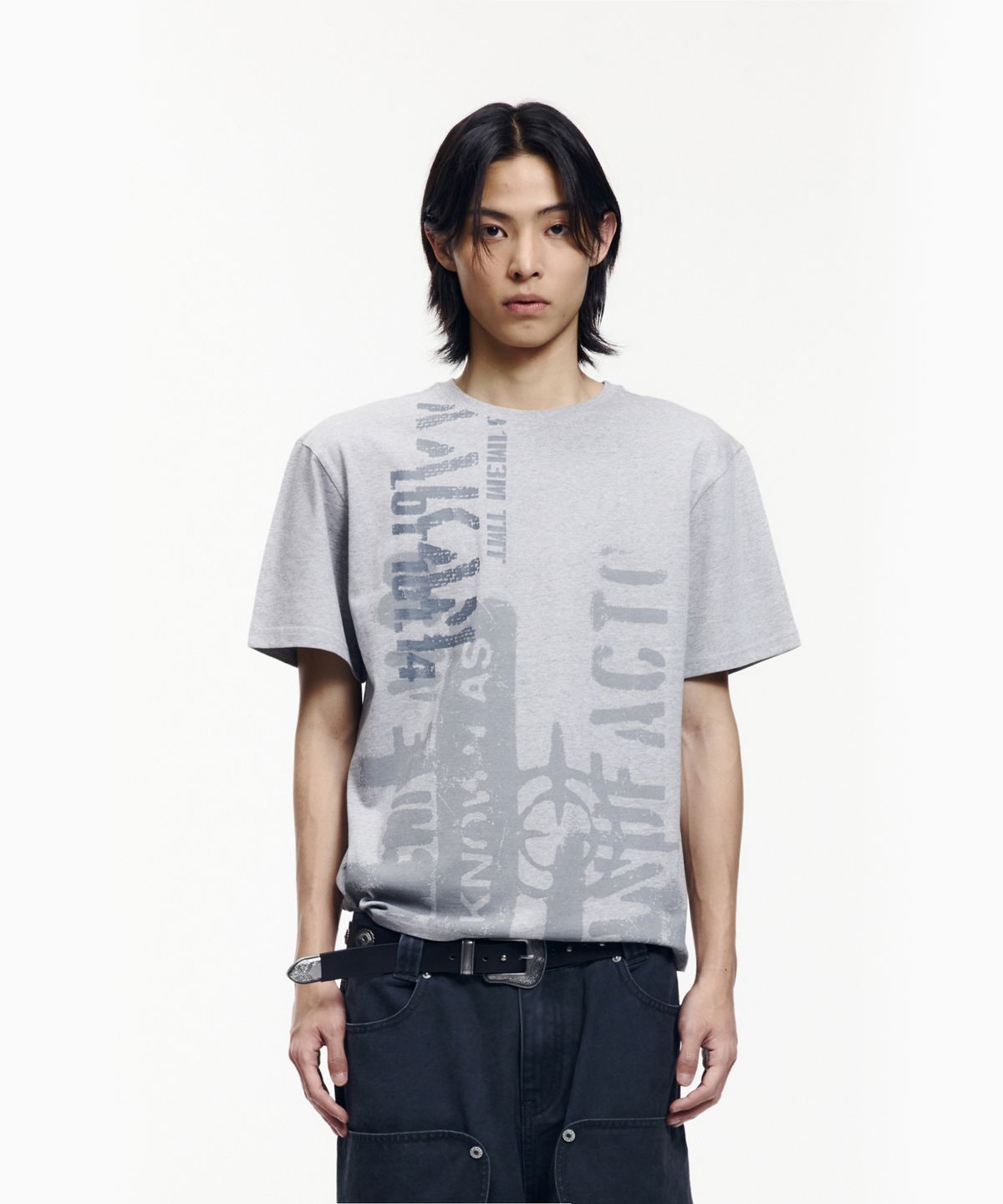 아캄(AAKAM) Aim Lettering Half Top (Gray)