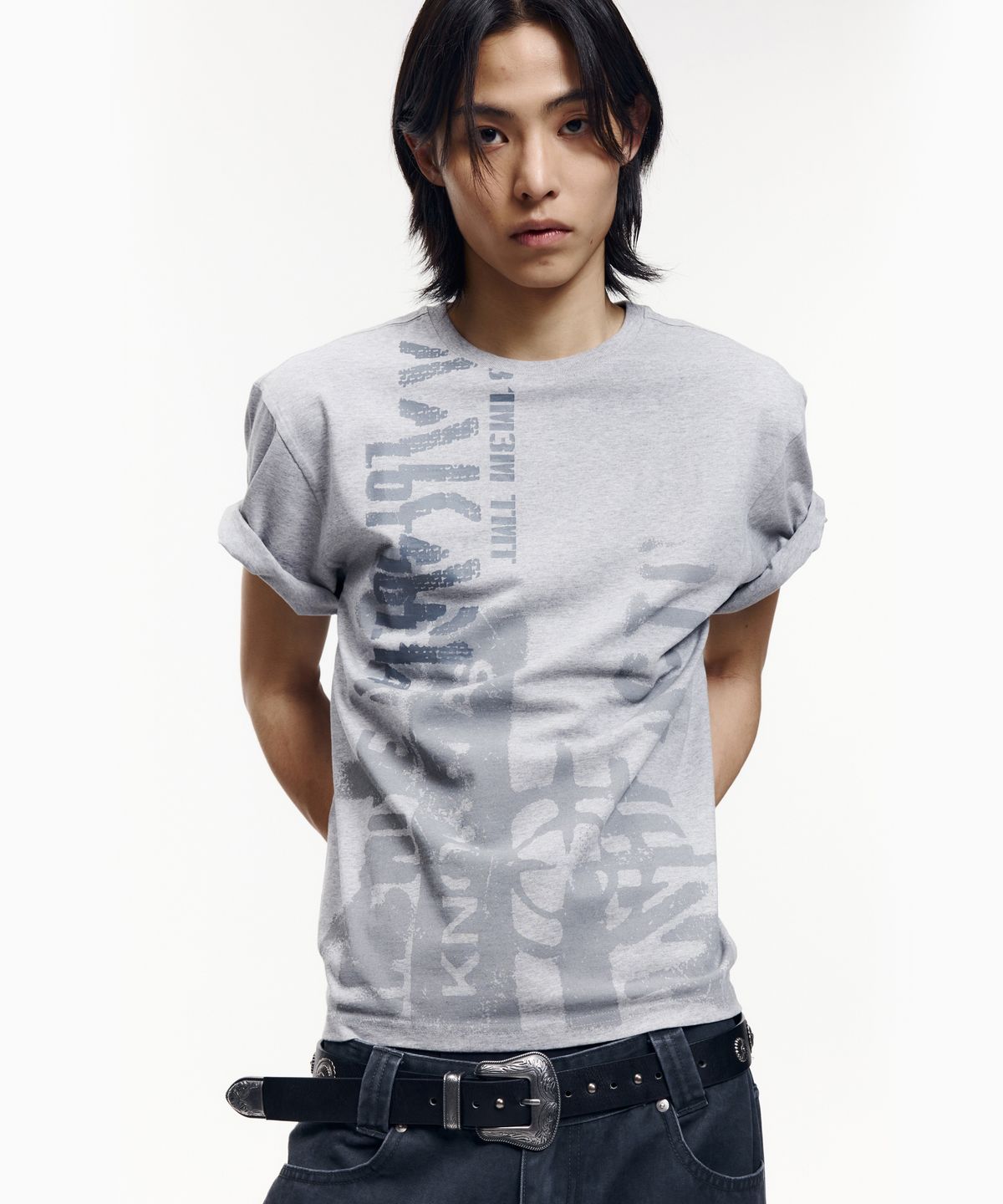 아캄(AAKAM) Aim Lettering Half Top (Gray)