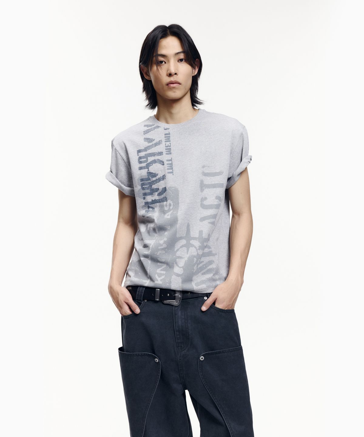 아캄(AAKAM) Aim Lettering Half Top (Gray)