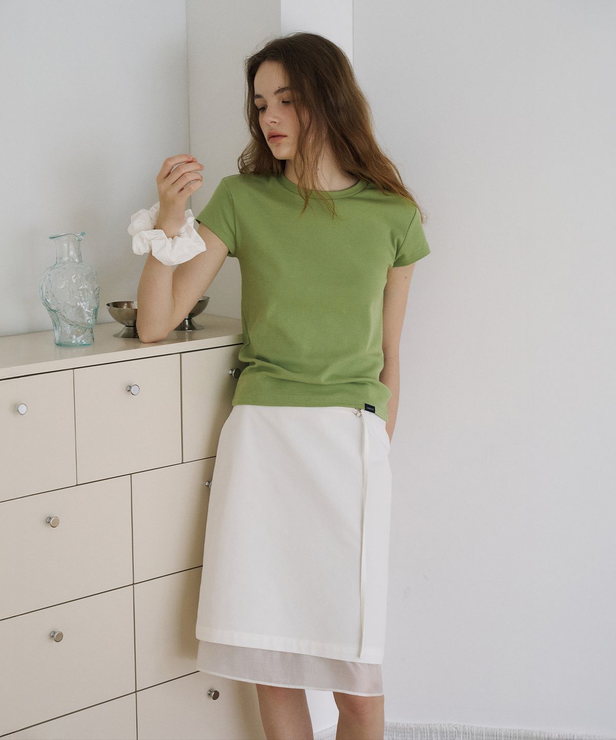 라메레이(LAMEREI) 90s Round Cap Sleeve T-Shirt[LMBFSUTT628]-3color