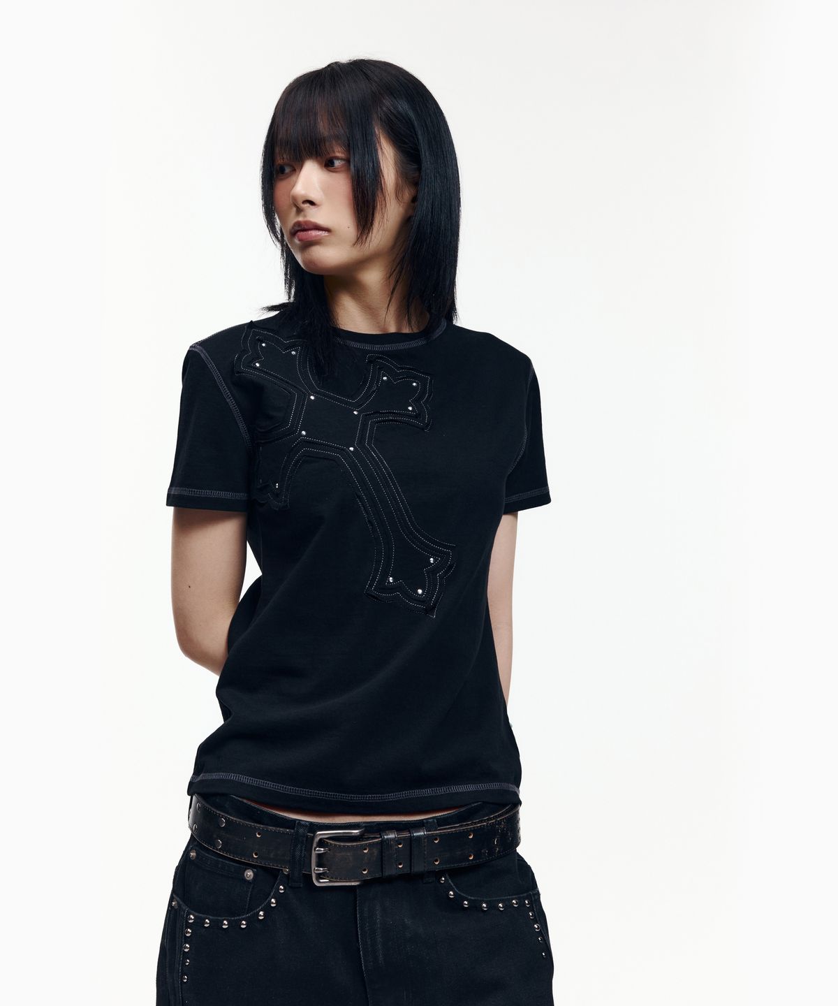 아캄(AAKAM) Big Patch CROS2 Half Top (Black)
