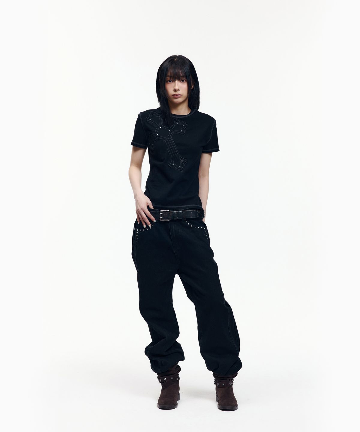 아캄(AAKAM) Big Patch CROS2 Half Top (Black)