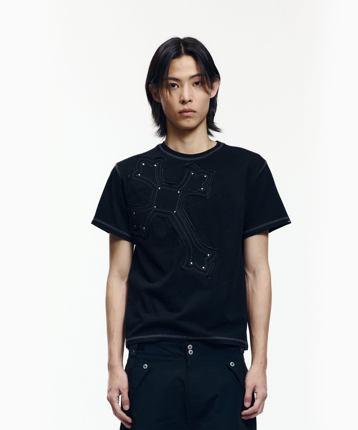 아캄(AAKAM) Big Patch CROS2 Half Top (Black)