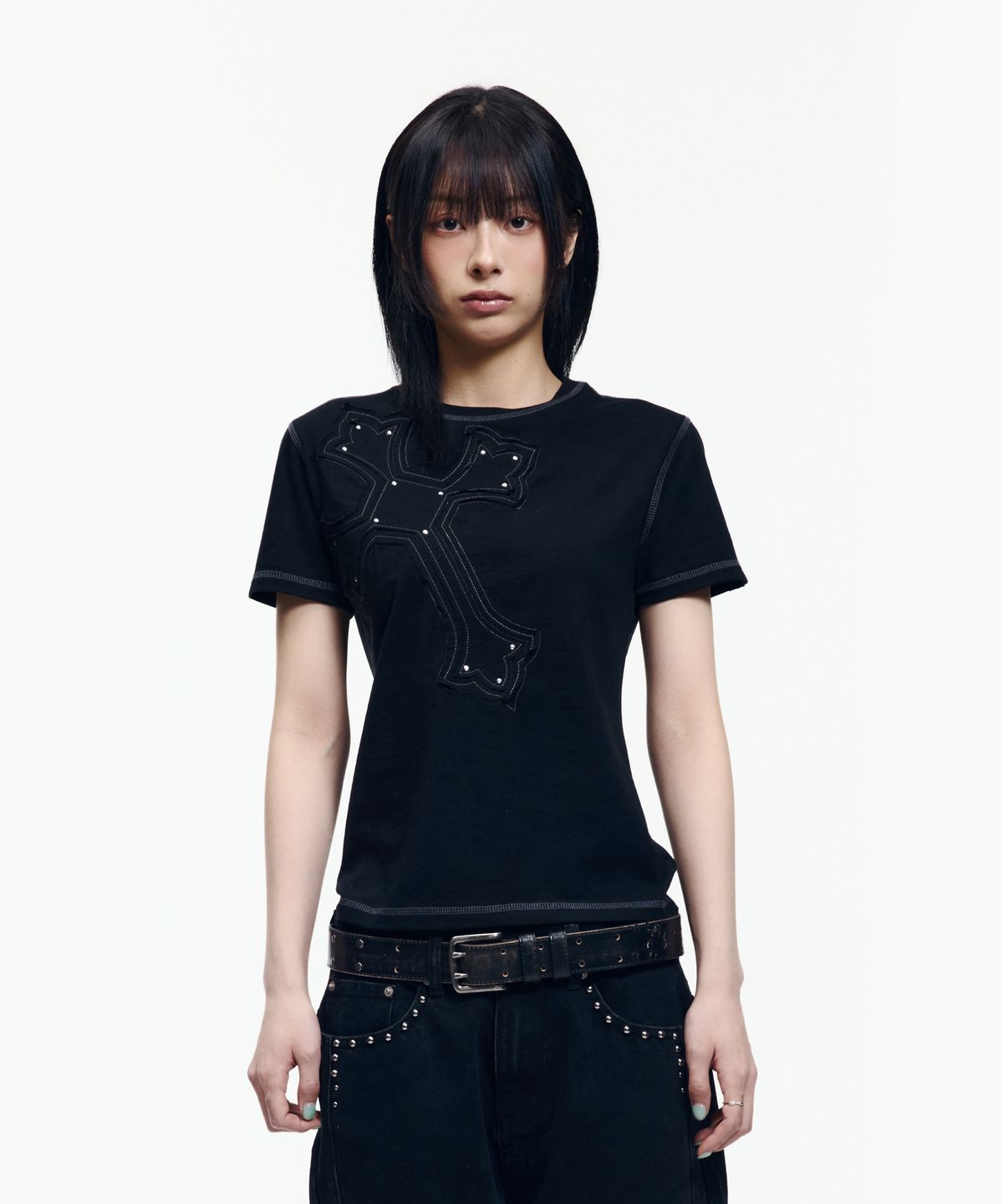 아캄(AAKAM) Big Patch CROS2 Half Top (Black)