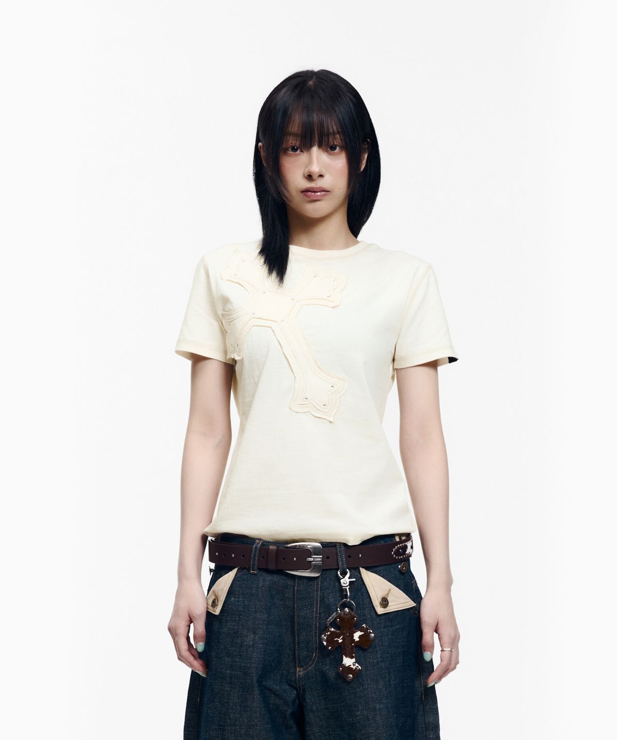 아캄(AAKAM) Big Patch CROS2 Half Top (Butter)
