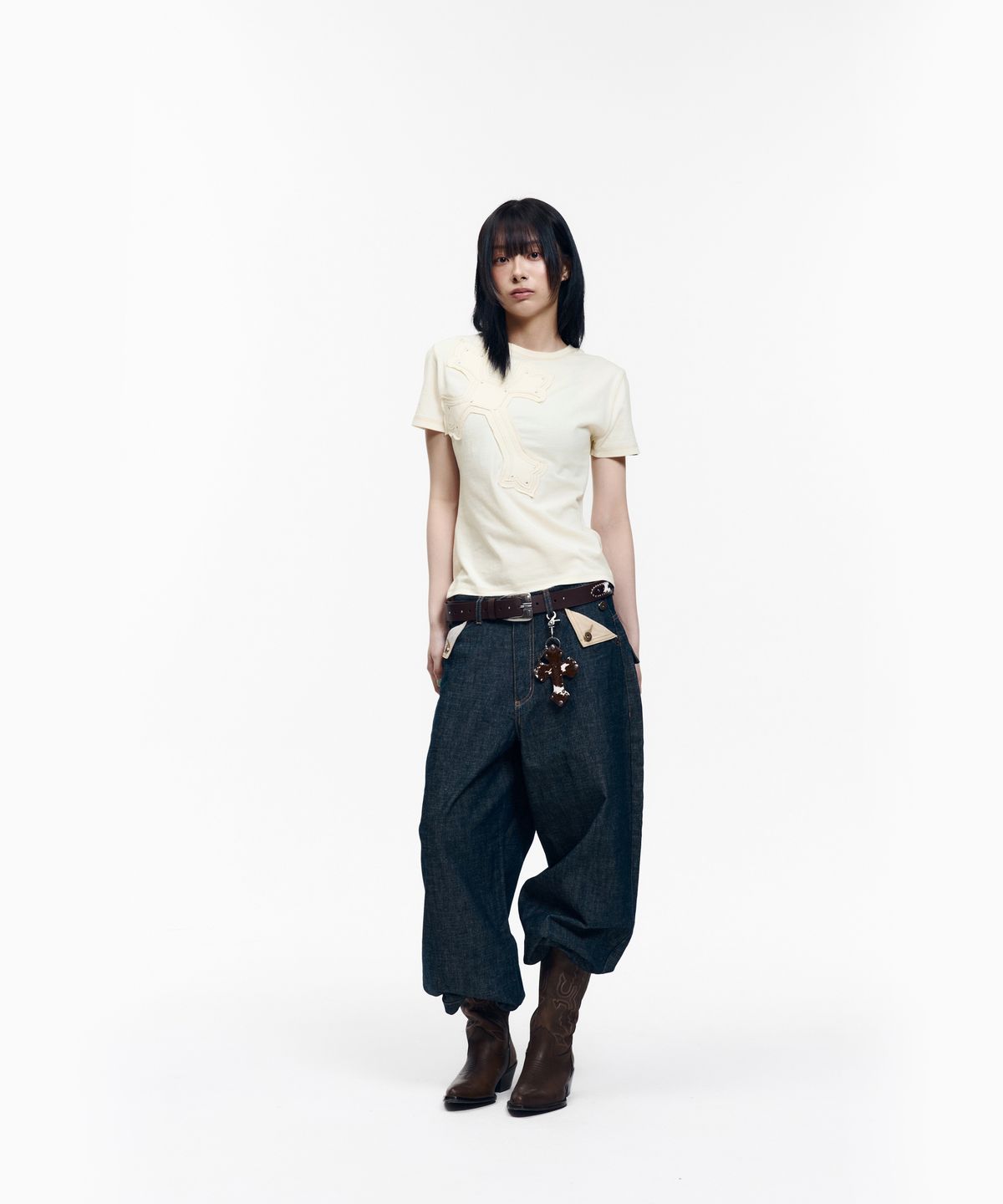 아캄(AAKAM) Big Patch CROS2 Half Top (Butter)
