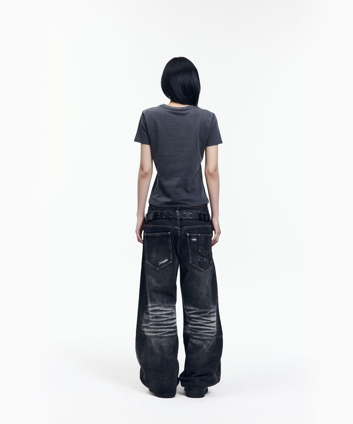 아캄(AAKAM) Double Layer Denim Pants (Black)