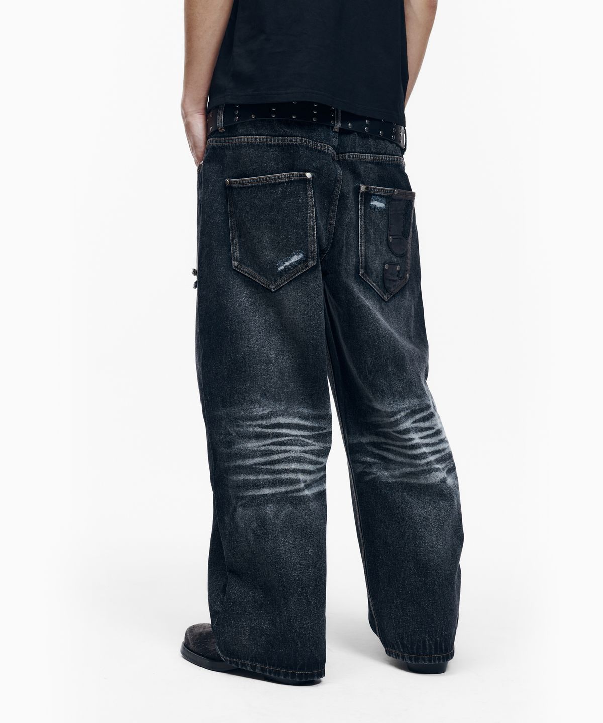 아캄(AAKAM) Double Layer Denim Pants (Black)