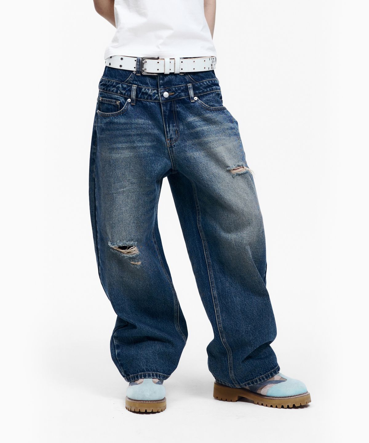 아캄(AAKAM) Double Layer Denim Pants (Blue)