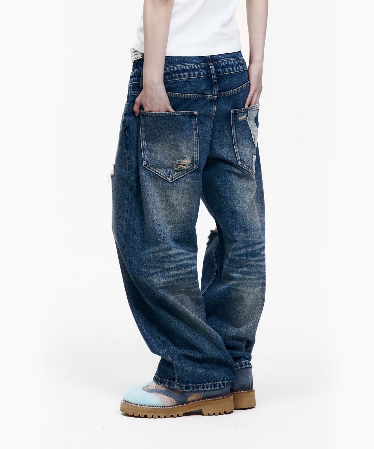 아캄(AAKAM) Double Layer Denim Pants (Blue)