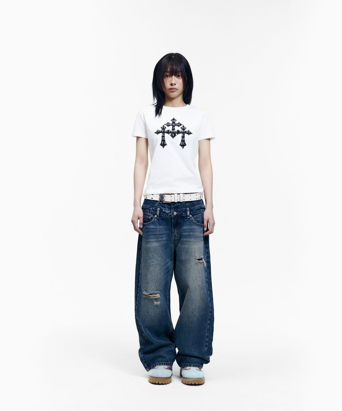 아캄(AAKAM) Double Layer Denim Pants (Blue)