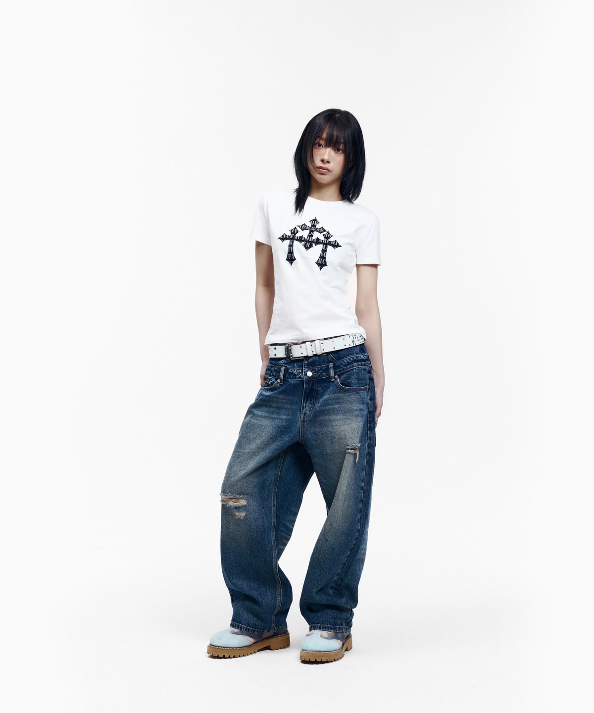 아캄(AAKAM) Double Layer Denim Pants (Blue)