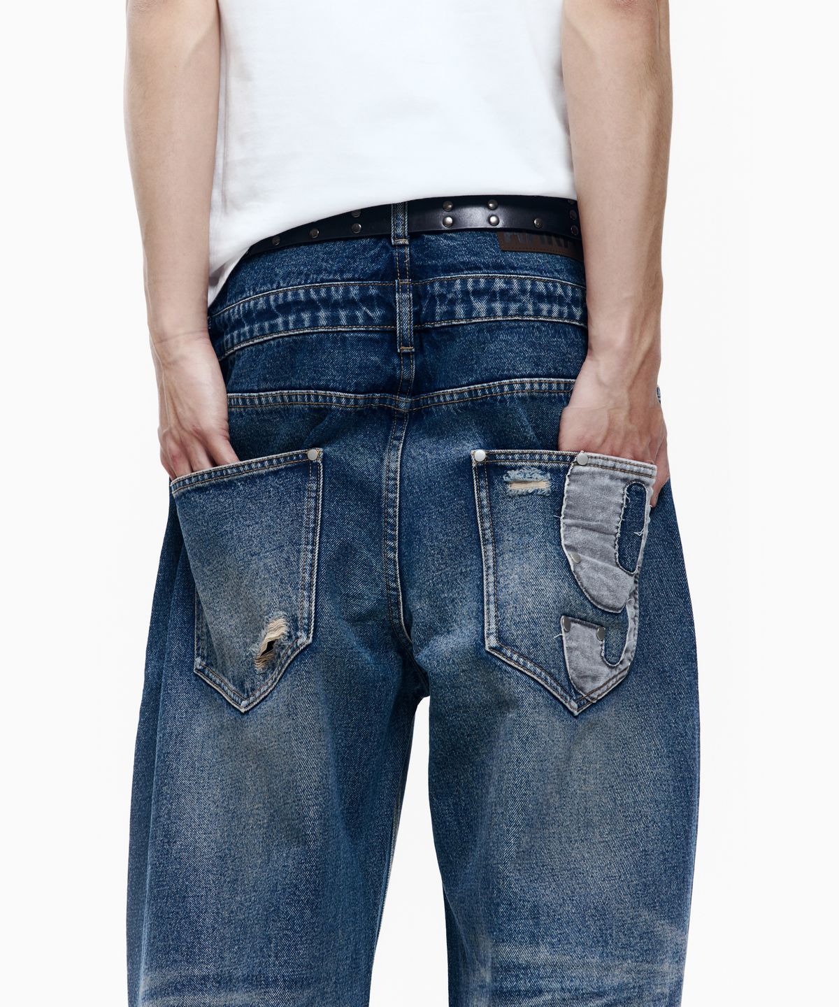 아캄(AAKAM) Double Layer Denim Pants (Blue)