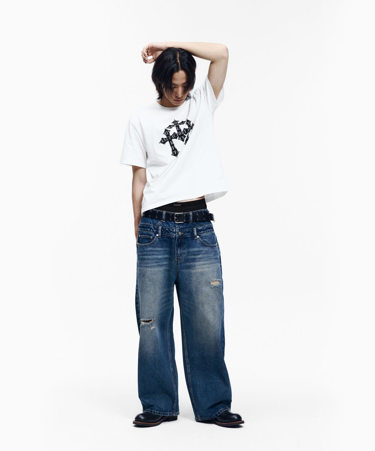 아캄(AAKAM) Double Layer Denim Pants (Blue)