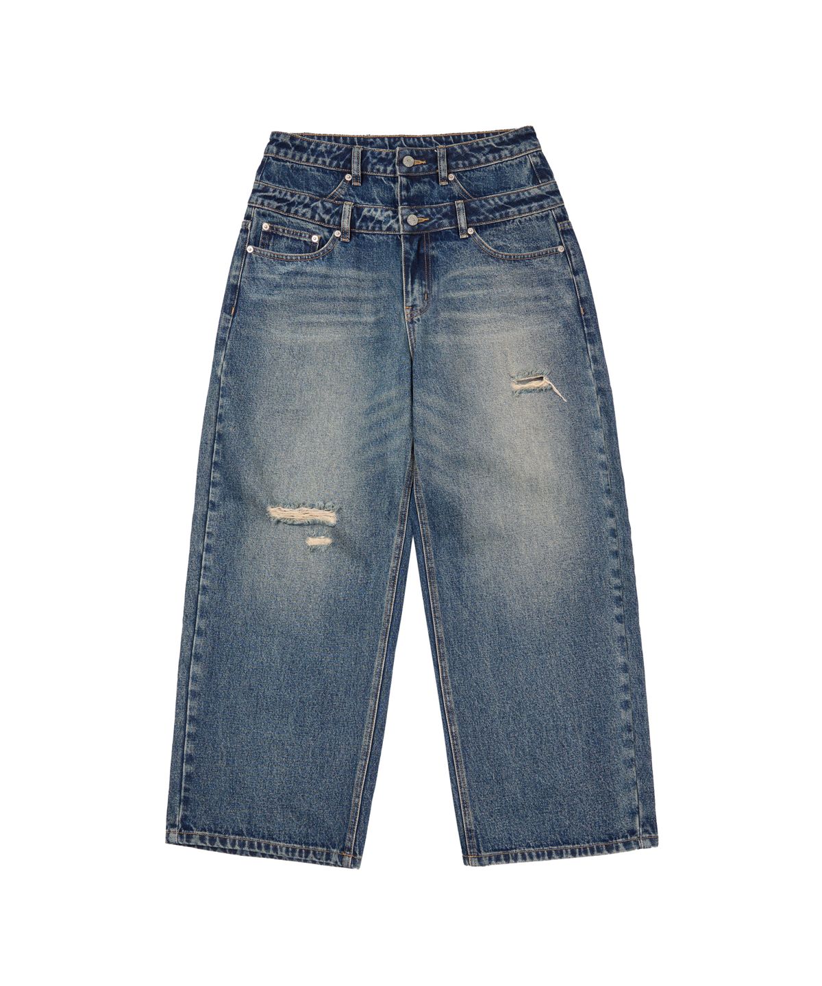 아캄(AAKAM) Double Layer Denim Pants (Blue)