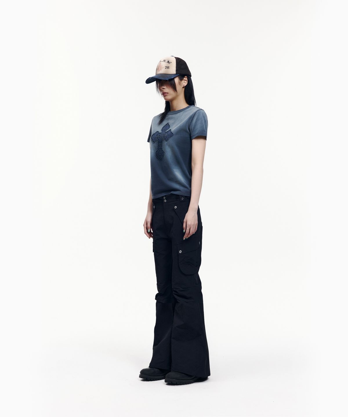 아캄(AAKAM) Flare Ripstop Cargo Pants (Black)