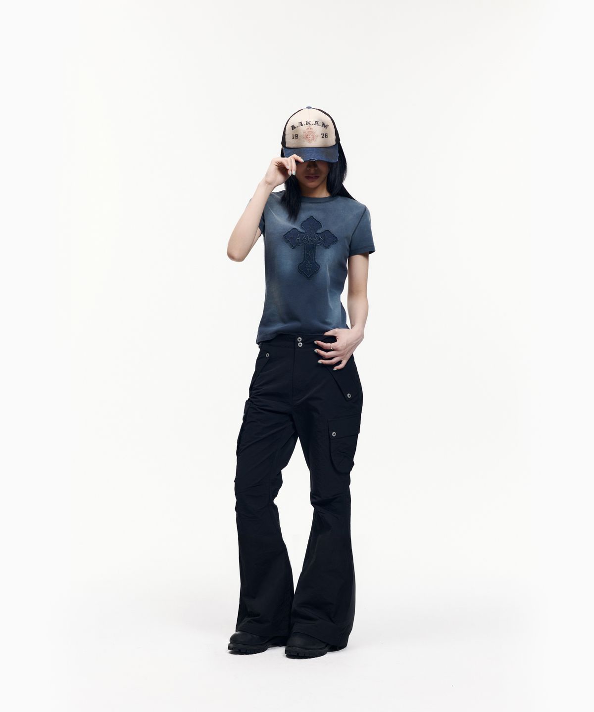 아캄(AAKAM) Flare Ripstop Cargo Pants (Black)