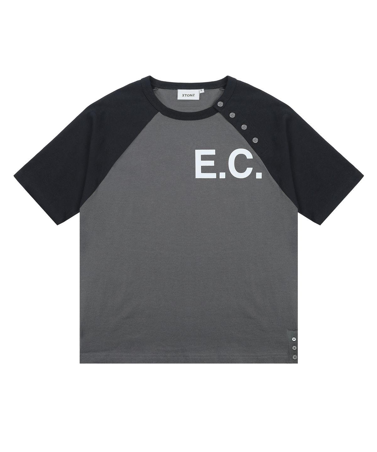 엑스톤즈(XTONZ) XTT160 E.C 헨리넥 래글런 티셔츠 (BLACK/CHARCOAL)
