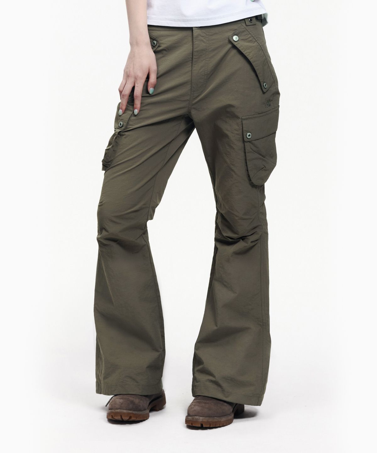 아캄(AAKAM) Flare Ripstop Cargo Pants (Khaki)