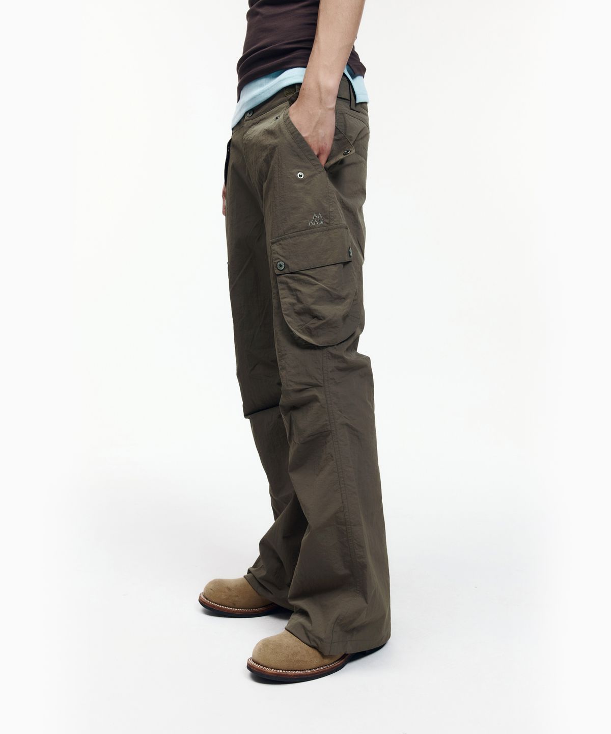아캄(AAKAM) Flare Ripstop Cargo Pants (Khaki)
