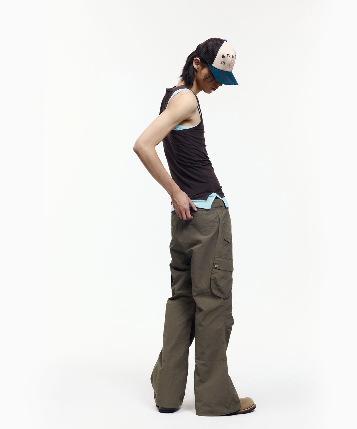 아캄(AAKAM) Flare Ripstop Cargo Pants (Khaki)
