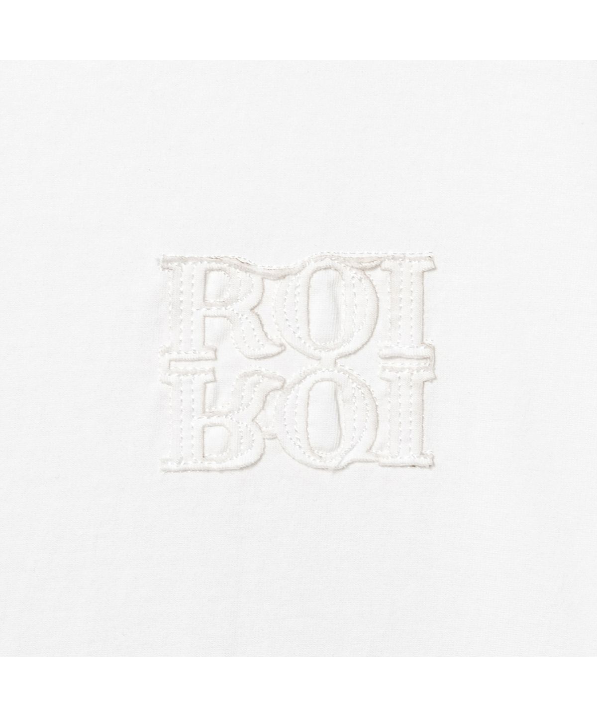 로이로이(ROIROI) 오프 숄더 로고 반팔티-화이트