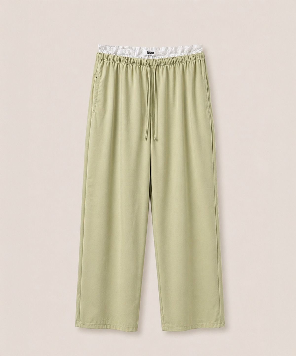 320쇼룸(320SHOWROOM) Lace Layered Drawstring Wide Pants Butter yellow