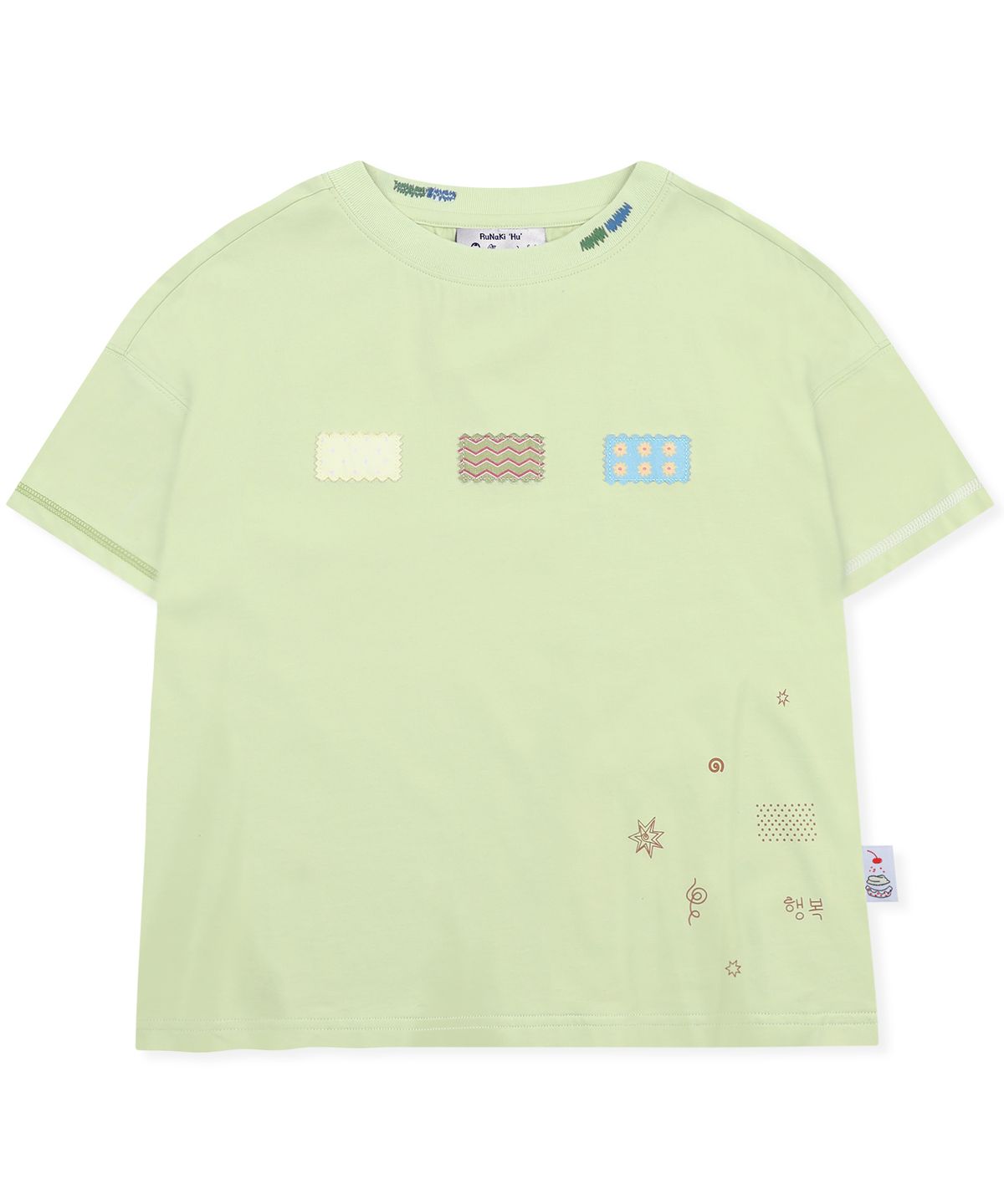 루나키후(RuNaKi'Hu') WXT104 찰나의 행복 조각 티셔츠 (OLIVE GREEN)