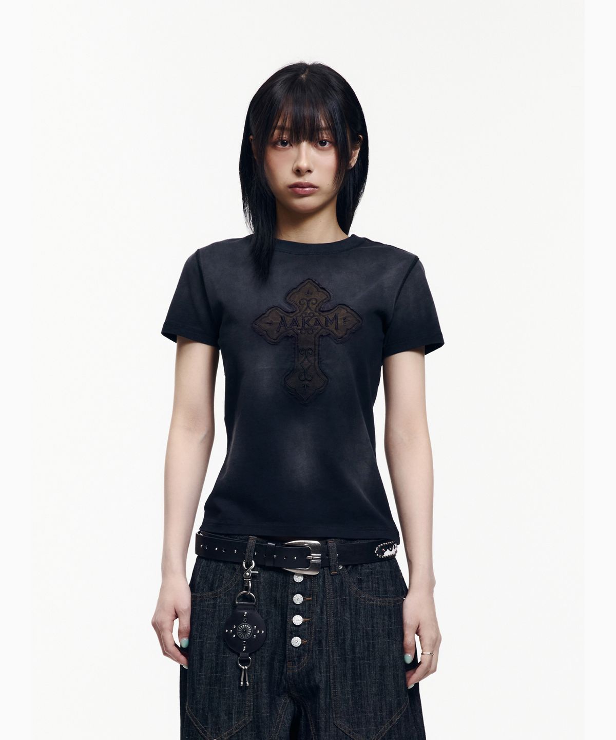 아캄(AAKAM) Dust Fade CROS2 Half Top (Black)