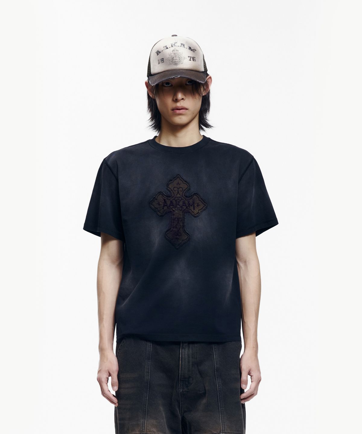 아캄(AAKAM) Dust Fade CROS2 Half Top (Black)