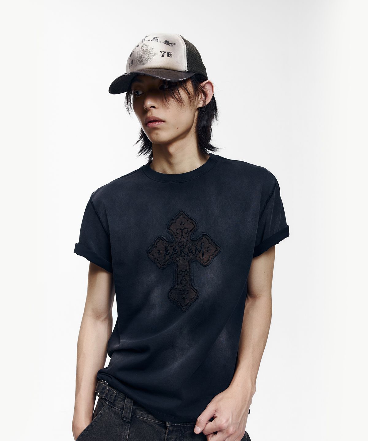 아캄(AAKAM) Dust Fade CROS2 Half Top (Black)
