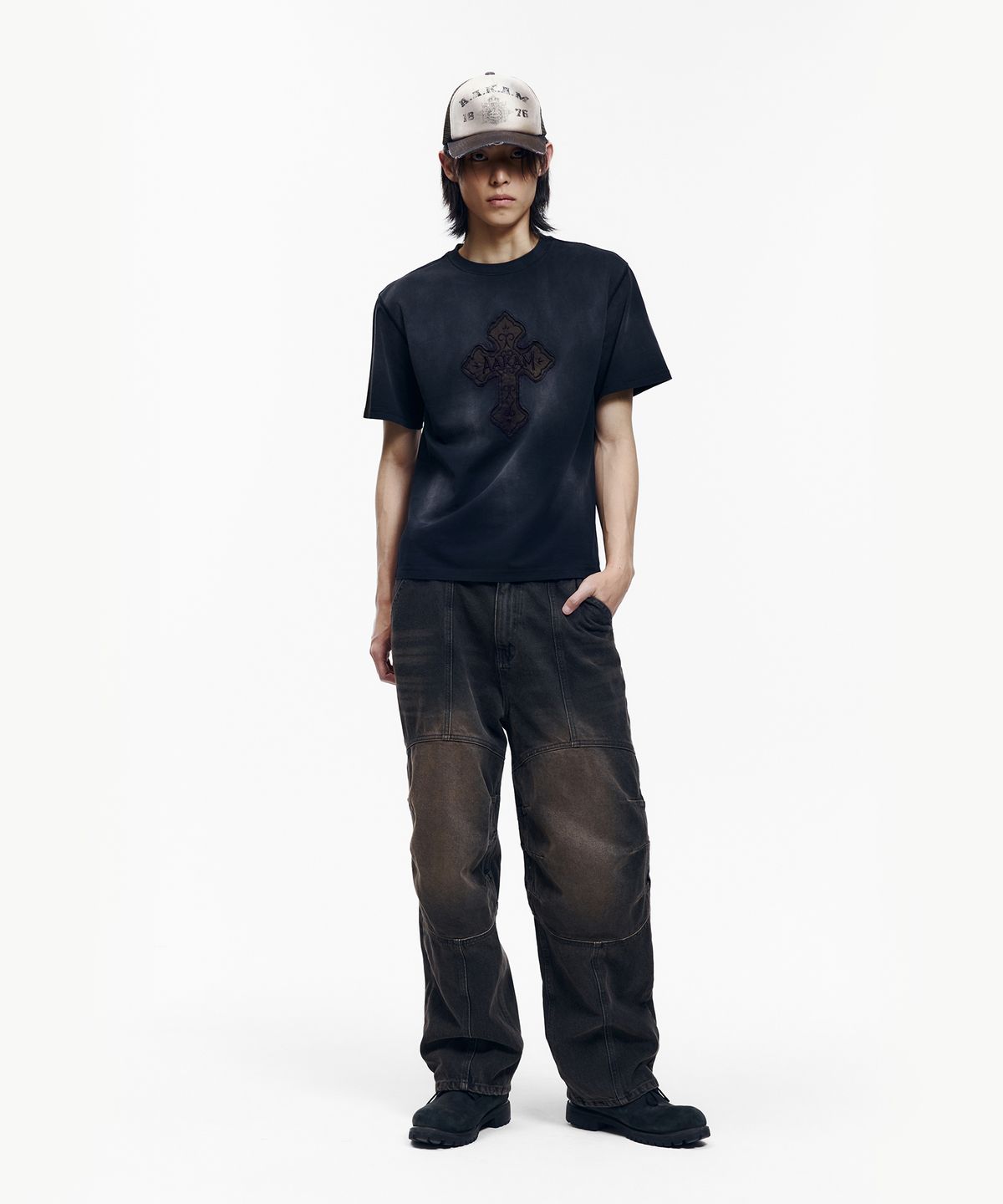아캄(AAKAM) Dust Fade CROS2 Half Top (Black)
