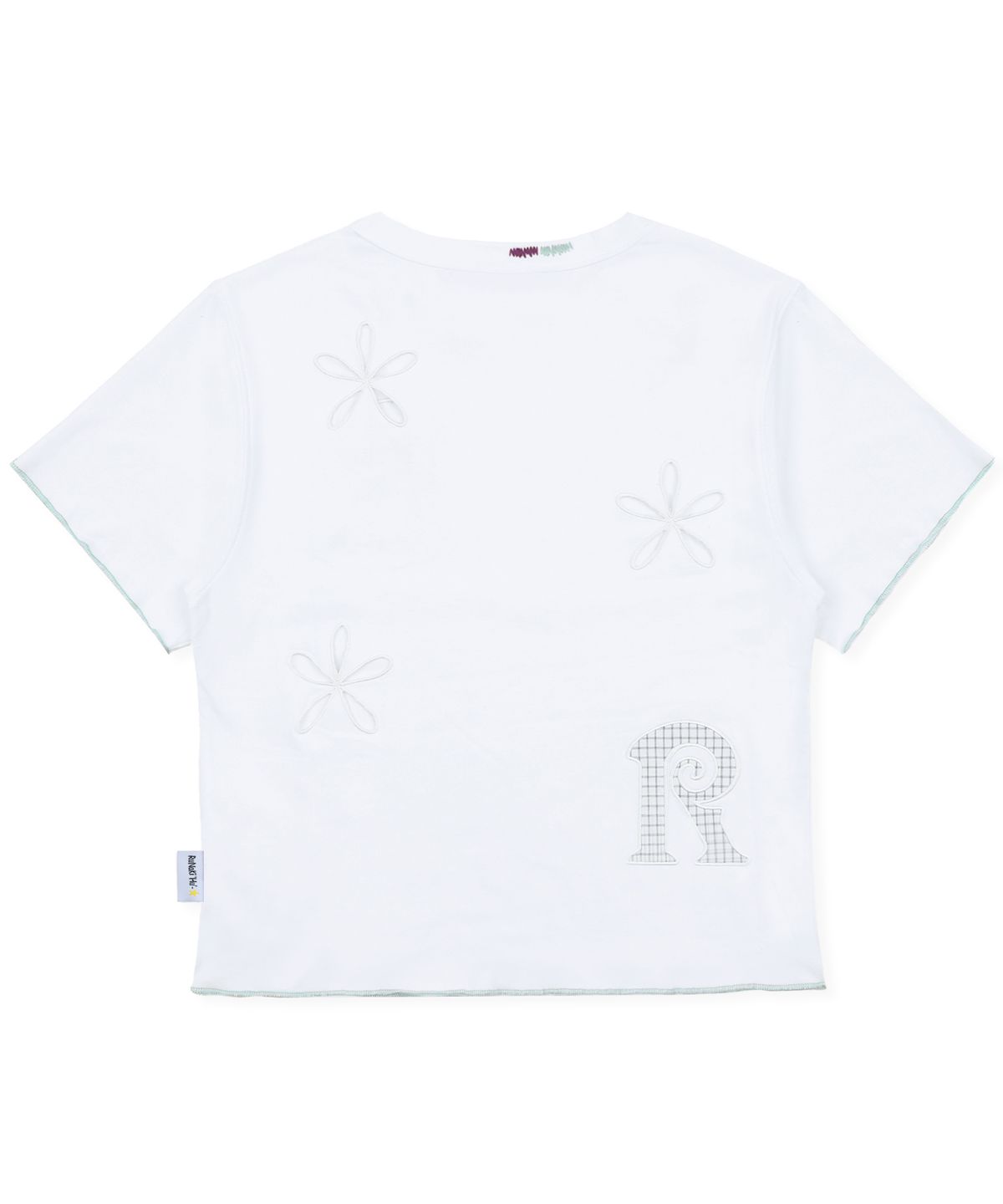 루나키후(RuNaKi'Hu') WXT101 무구케 펀칭 체크 아플리케 티셔츠 (WHITE)
