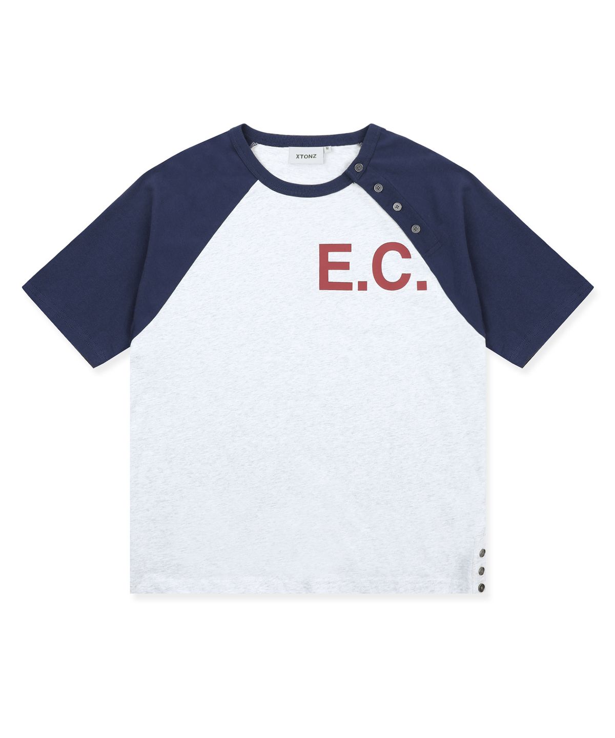 엑스톤즈(XTONZ) XTT160 E.C 헨리넥 래글런 티셔츠 (NAVY/GRAY)