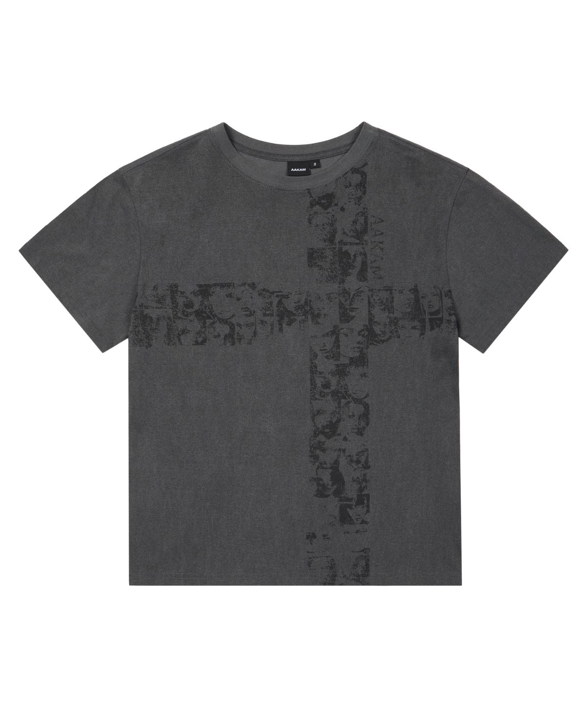 아캄(AAKAM) Mosaic Cross Half Top (Dark Gray)