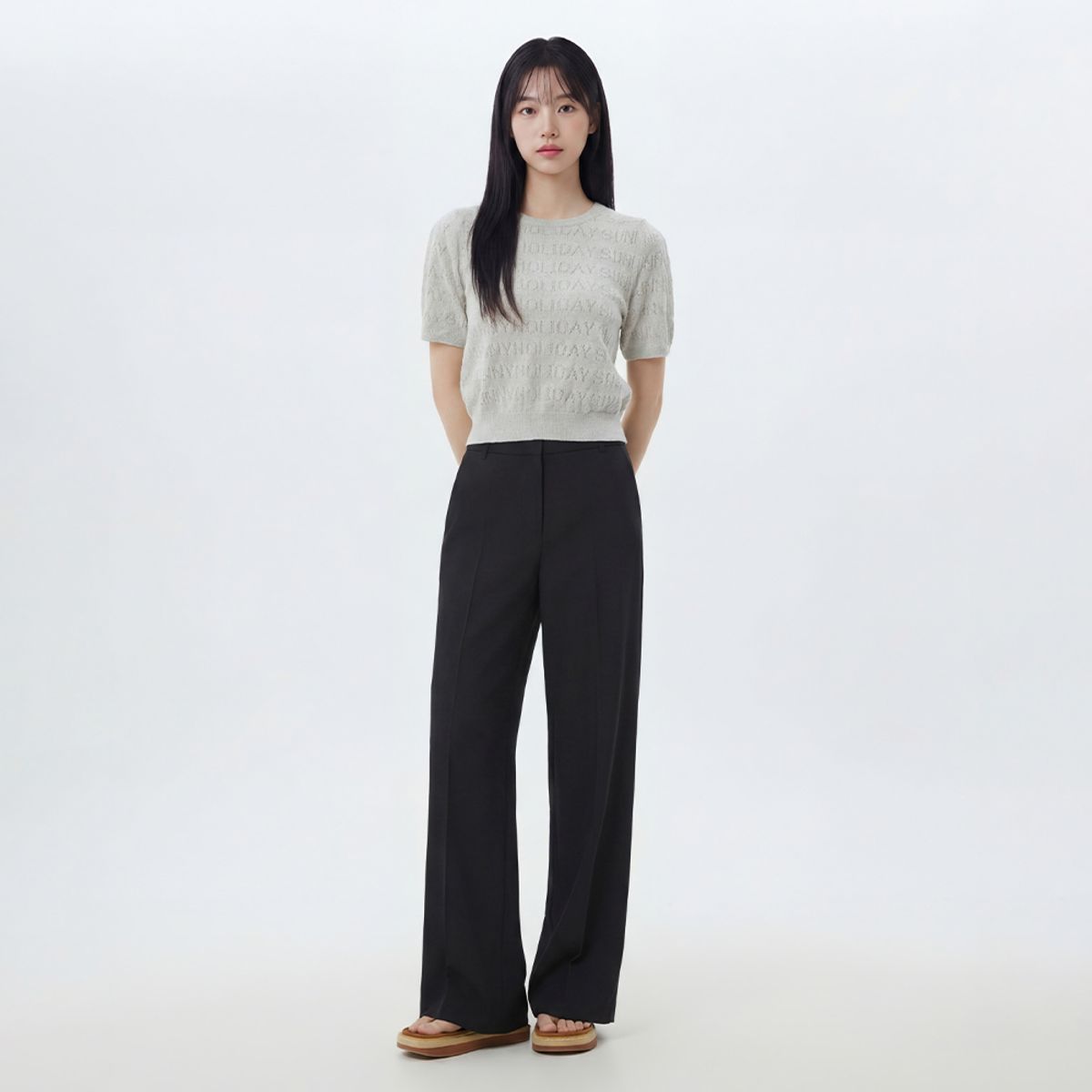 랩(LAP) 레직기 와이드핏 슬랙스 팬츠 AS2WP463