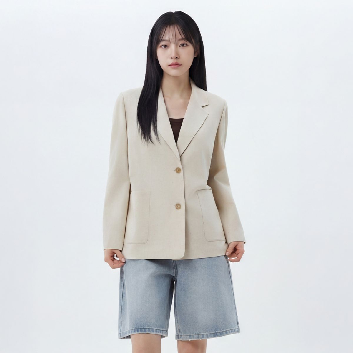 랩(LAP) 뒤버튼 긴팔 자켓 AS2WJ461