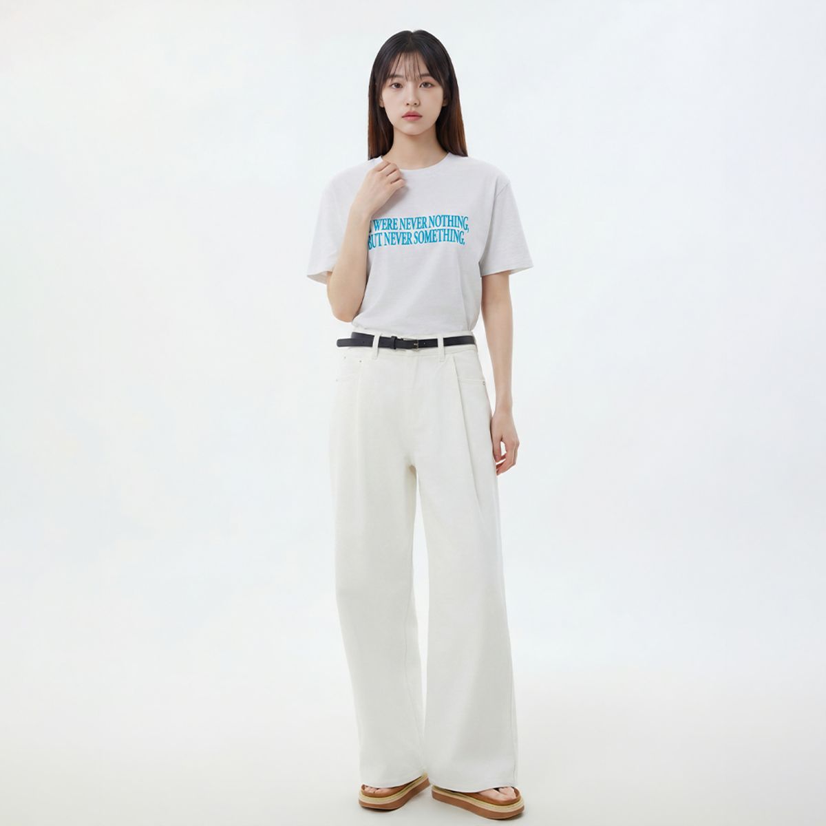 랩(LAP) 원턱 롱 와이드 데님 팬츠 AS2DP464