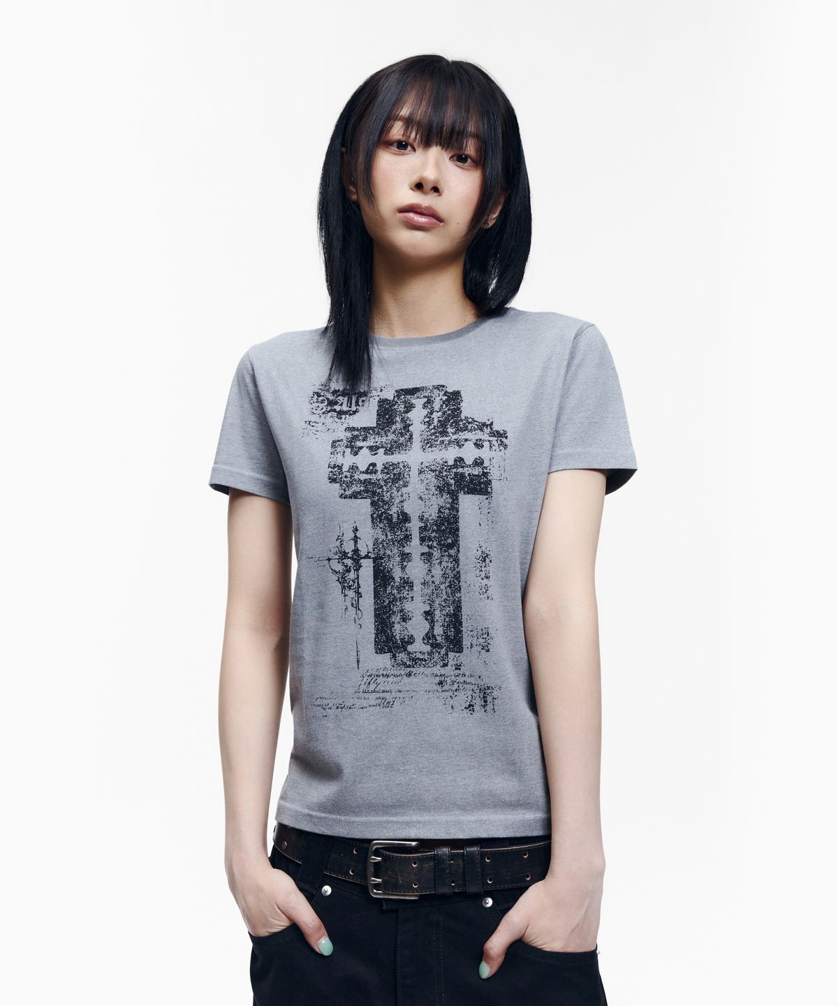 아캄(AAKAM) Razor Cross Half Top (Gray)