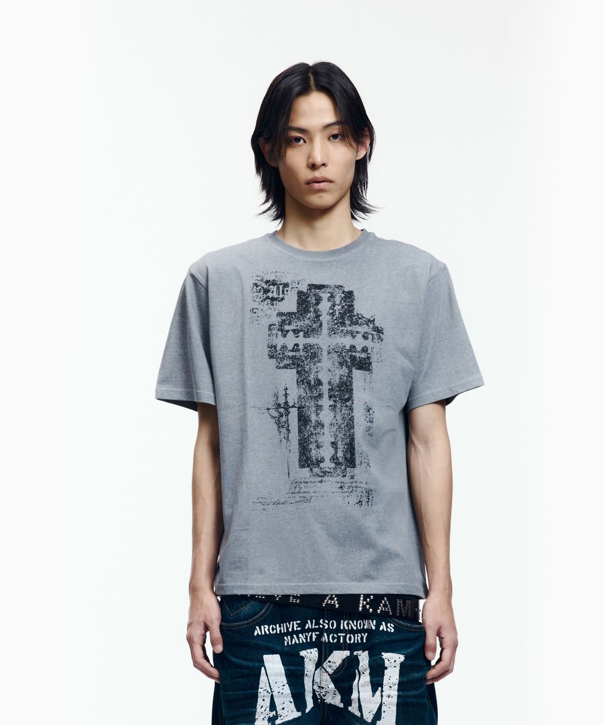 아캄(AAKAM) Razor Cross Half Top (Gray)