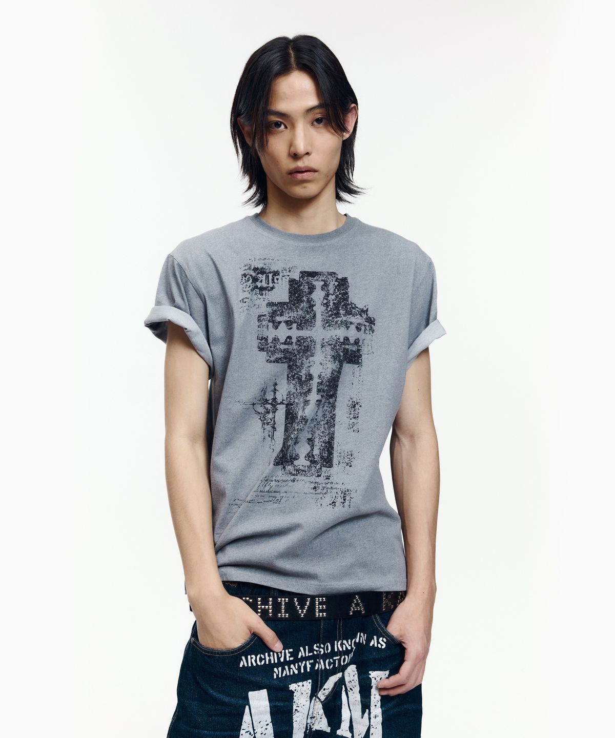 아캄(AAKAM) Razor Cross Half Top (Gray)