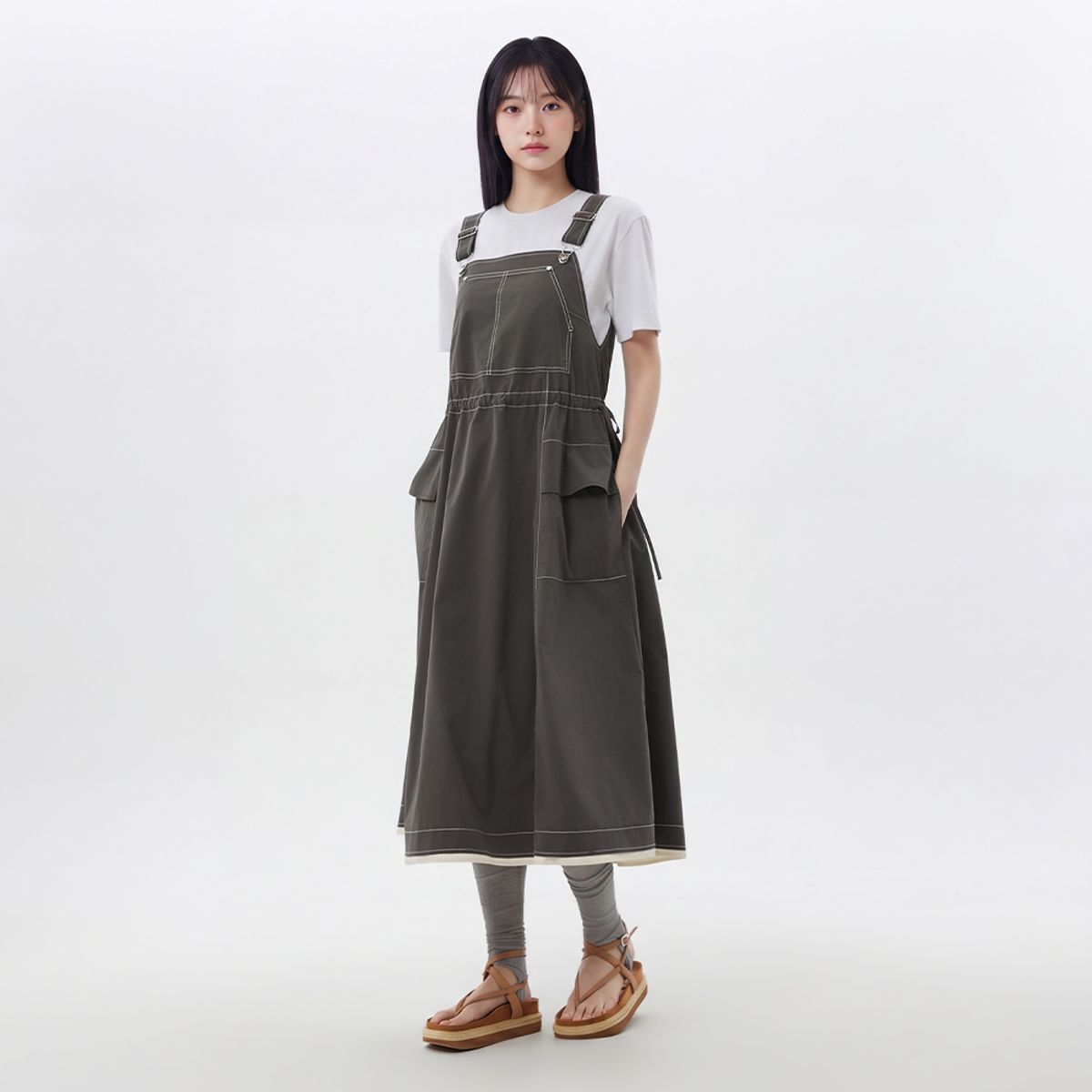 랩(LAP) 밑단배색포인트 오버롤 원피스 AS2WO466