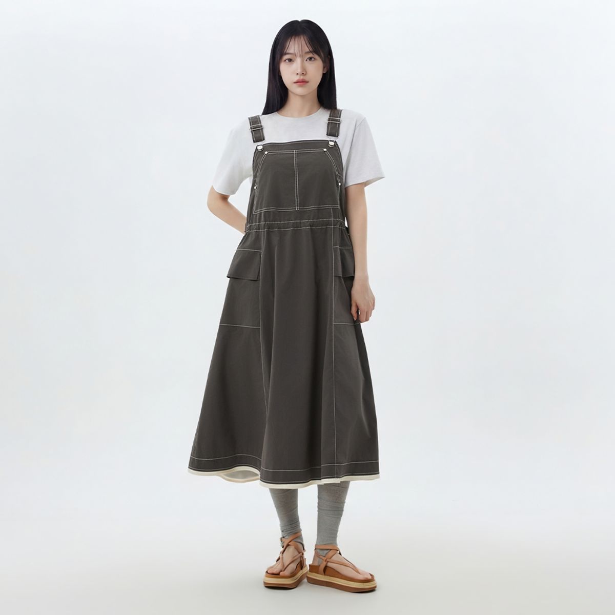 랩(LAP) 밑단배색포인트 오버롤 원피스 AS2WO466