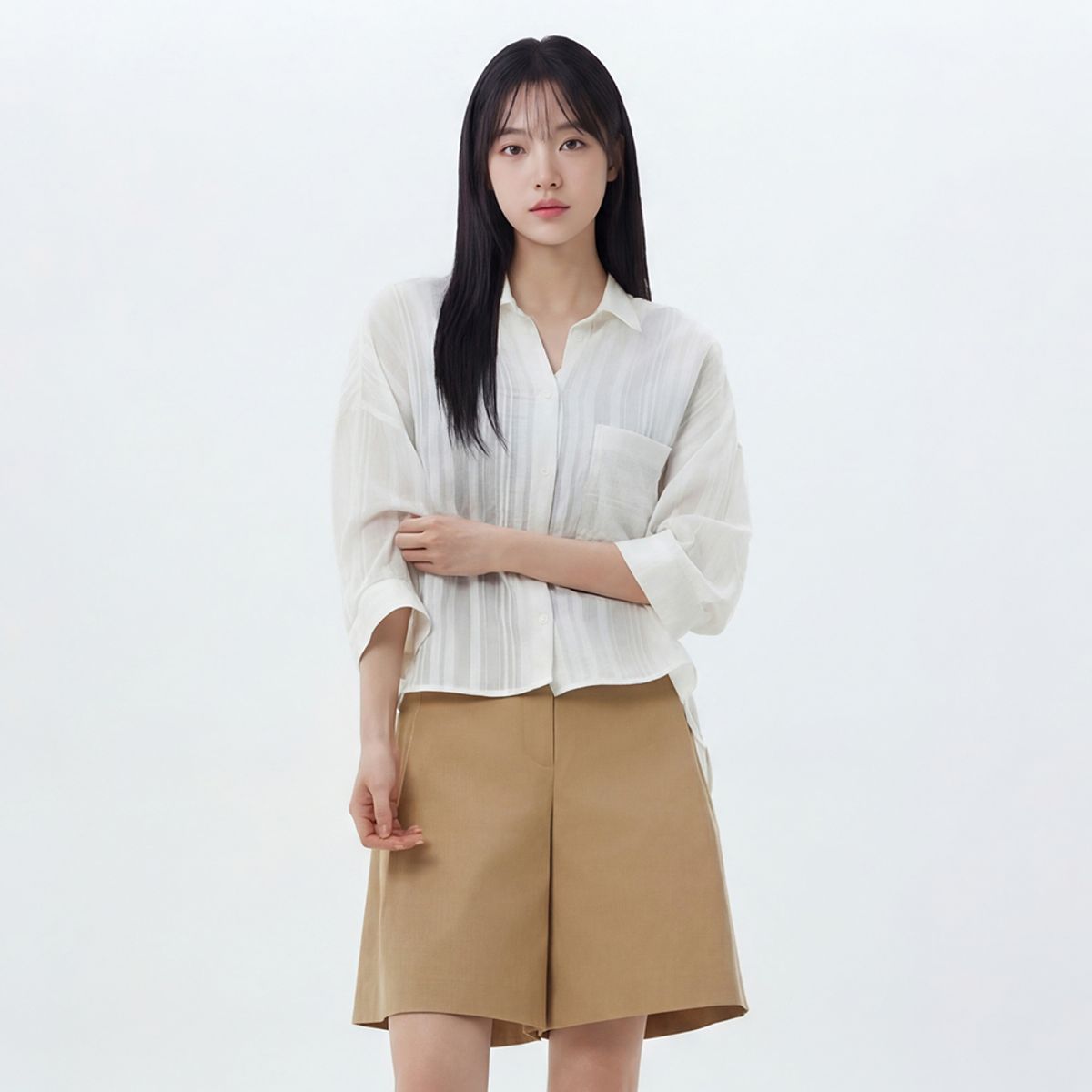 랩(LAP) 언발 뒤트임 셔츠 AS2WB460