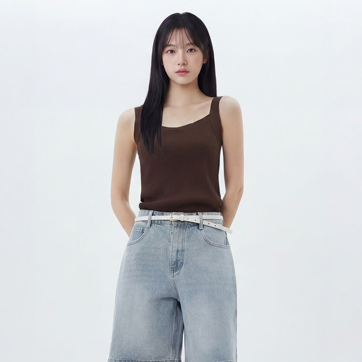 랩(LAP) 스퀘어넥 민소매 니트 AS2KH462