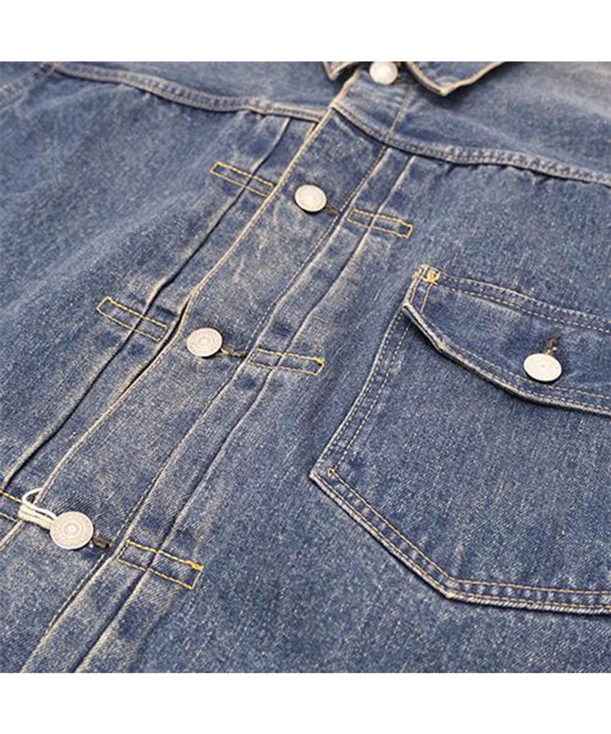 오어슬로우(ORSLOW) TYPE1 PLEATED FRONT DENIM BLOUSE - 2 YEAR WASH