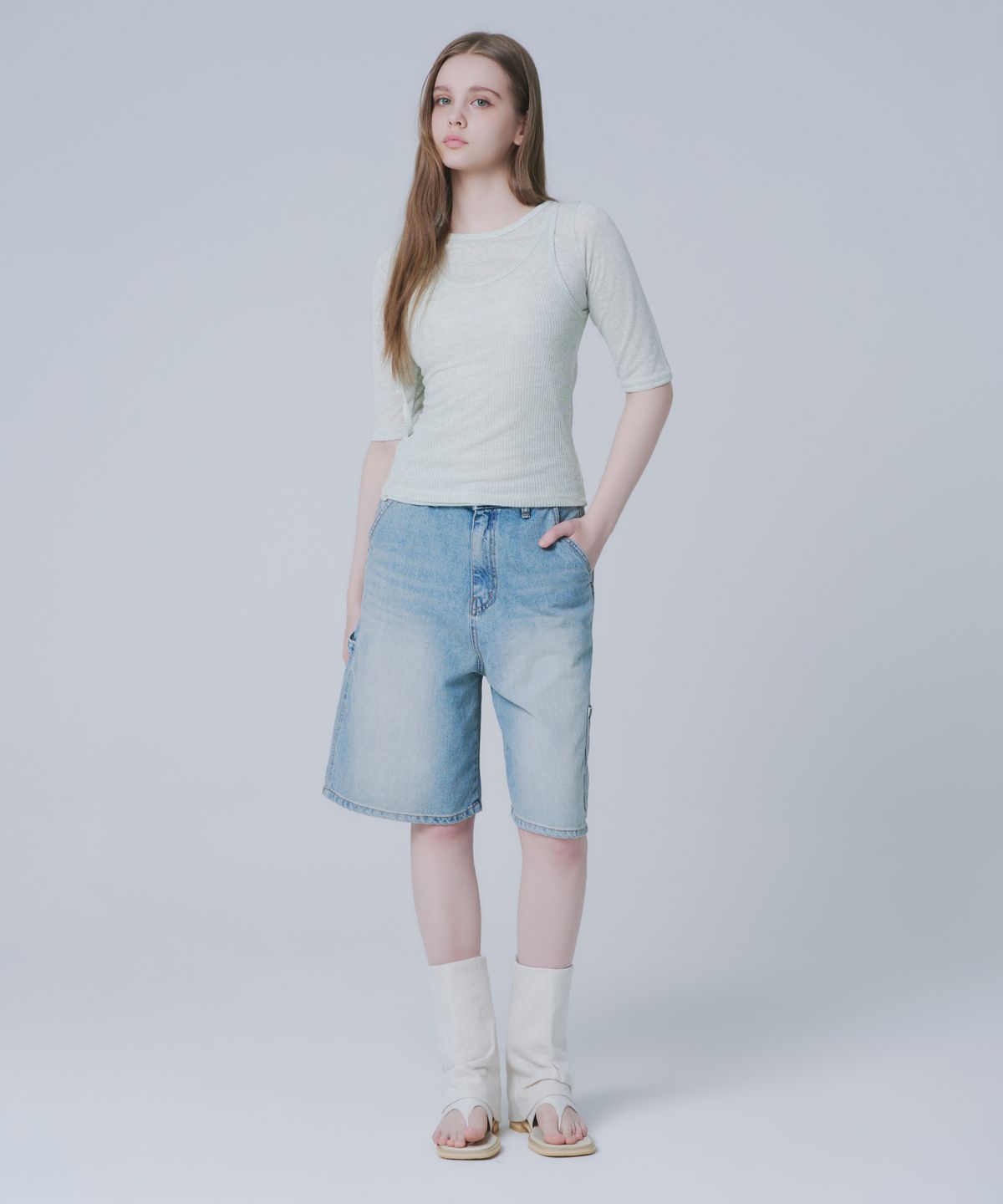 와르 포 우먼(WAARFORWOMAN) WT-87 리아 투피스 세트 티셔츠(2colors)
