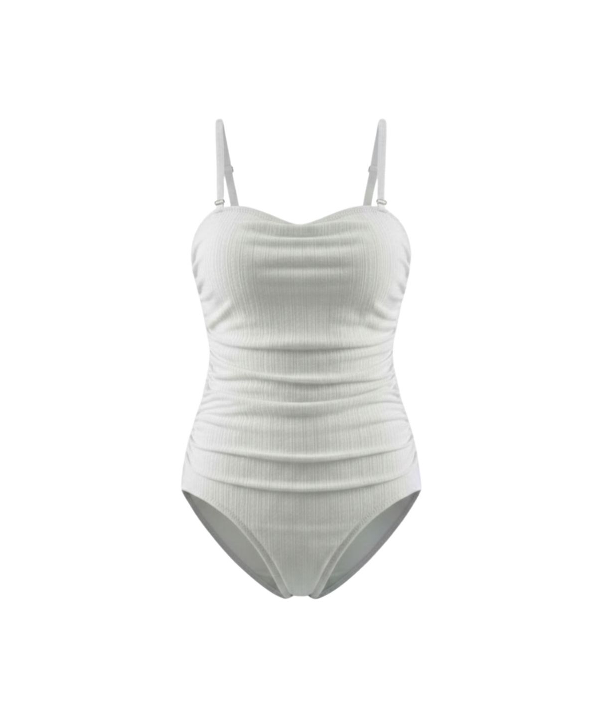 비키니밴더(VIKINI VENDER) (BARDOT x VIKIVEN) 니스 텍스쳐 셔링 모노키니 사롱 set - White